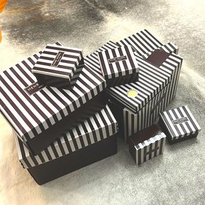 Lot of Henri Bendel Boxes. 10 boxes diff sizes. Some polka dot ribbon.